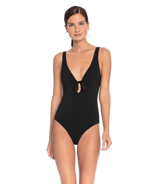 Robin Piccone 300221 Women Ava Plunge One-Piece Swimsuit Black Size 4