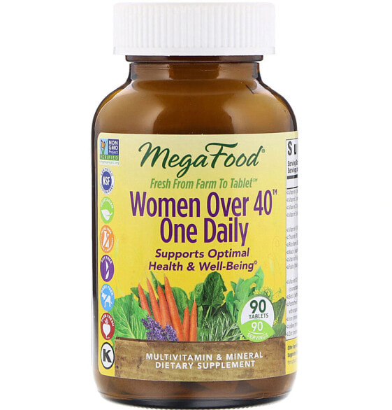 MegaFood Women Over 40 One Daily Цельнопищевые мультивитамины для женщин 40+ 90 таблеток