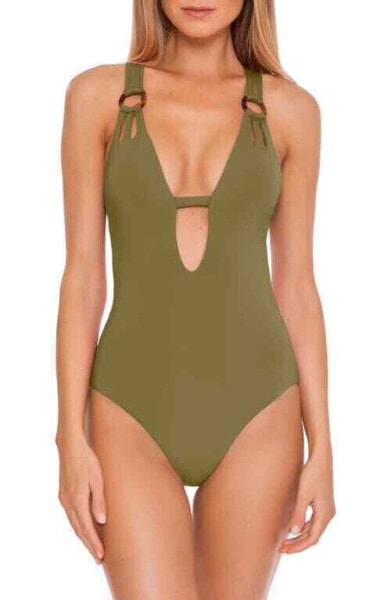 BECCA Color Code Skylar Plunge One-Piece Seaweed SM 305212