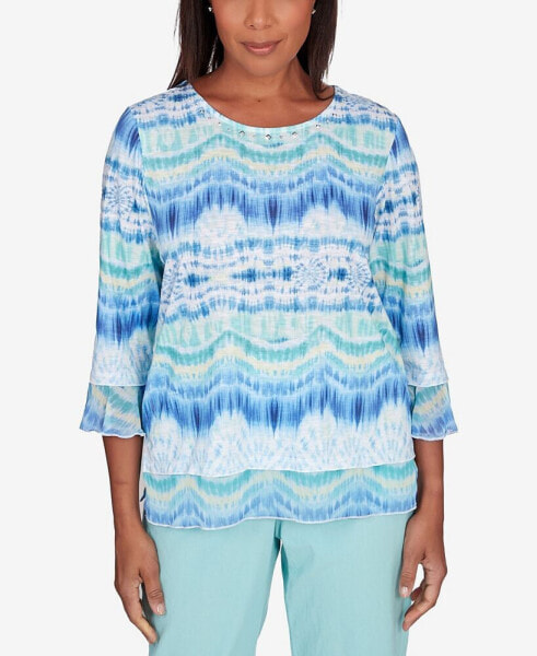 Women's Hyannisport Tie Dye Three Quarter Sleeves Top