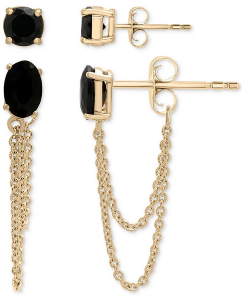 Серьги Macy's Onyx Stud & Chain