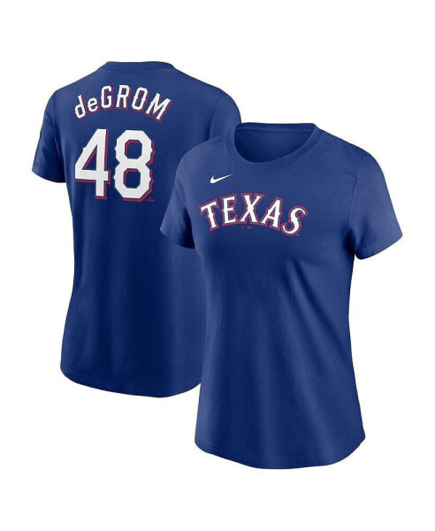 Women's Jacob deGrom Royal Texas Rangers 2023 Name and Number T-shirt