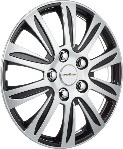 Goodyear Laredo, 15 Inch Special ABS-Quality Impact Resistant Double Layer Metallic Painted Hub Caps Black Silver Set of 4