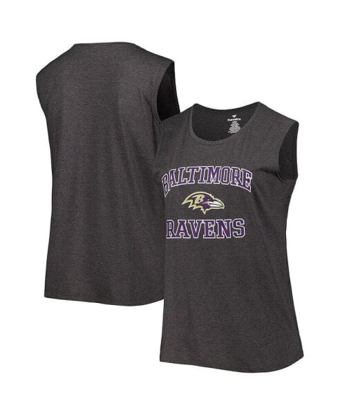 Women's Heather Charcoal Baltimore Ravens Plus Size Tank Top