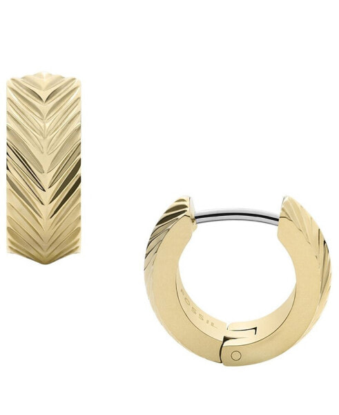 Sadie Linear Texture Gold-tone Stainless Steel Huggie Hoop Earrings