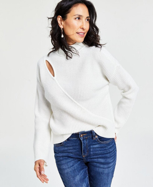 Women's Assymetrical-Cutout Sweater, Created for Macy's