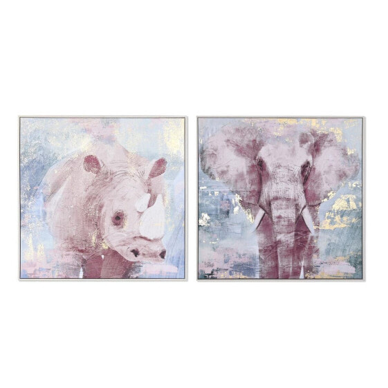 Painting DKD Home Decor 103 x 4,5 x 103 cm Elephant Modern (2 Units)