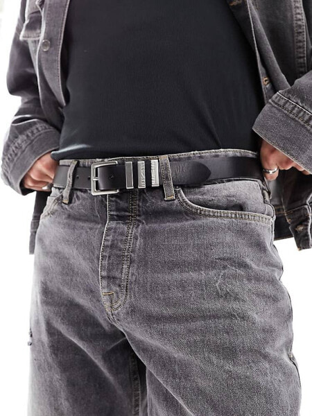 AllSaints 30mm leather belt in black