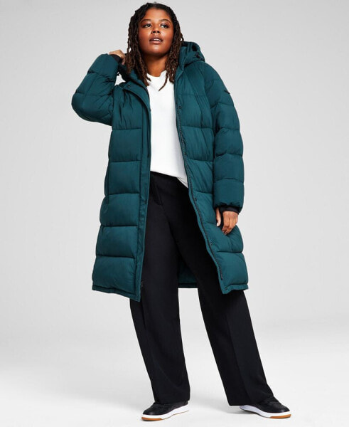 Women's Plus Size Hooded Puffer Coat, Created for Macy's