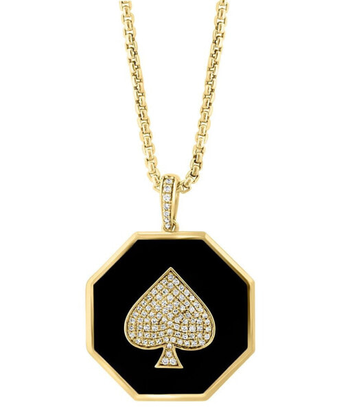 EFFY® Men's Diamond (1/3 ct. t.w.) & Enamel Spade 22" Pendant Necklace in 14k Gold