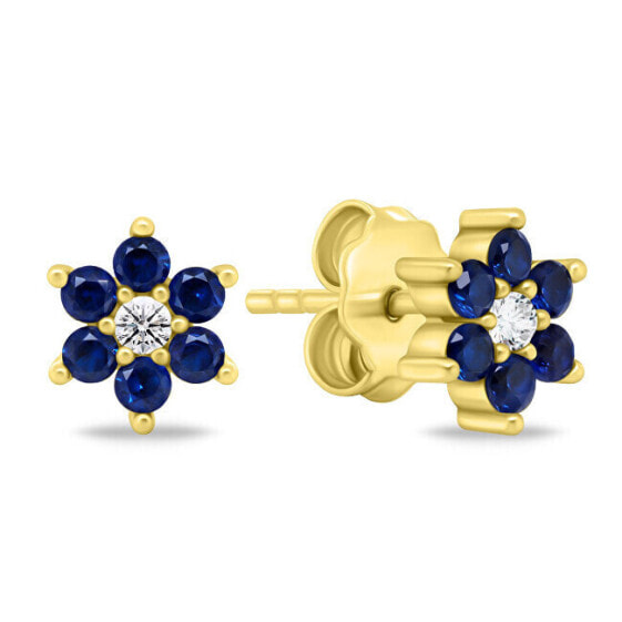 Charming gold-plated earrings with blue zircons EA846YB