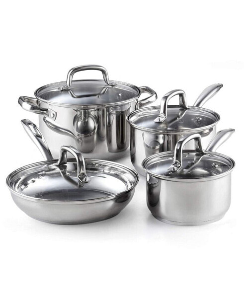 8-Piece Stainless Steel Pots and Pans Cookware Set, Silver