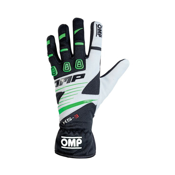 Детские картинговые перчатки OMP KS-3 MY2018 Белый Чёрный Зеленый 6 kart