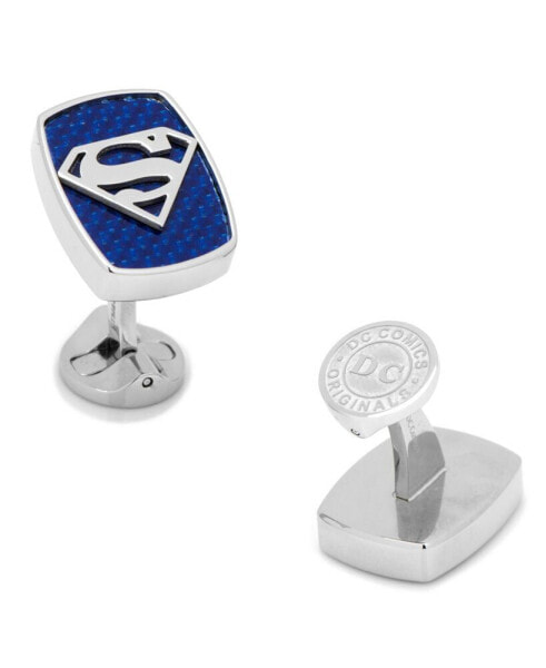 Stainless Steel Carbon Fiber Superman Cufflinks