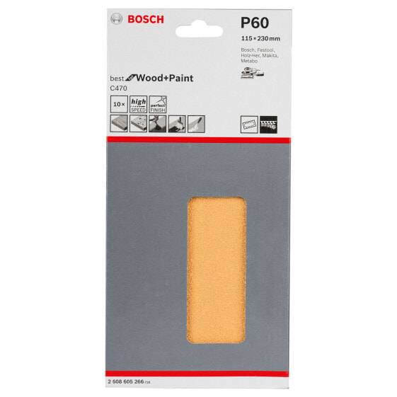 Schleifblatt C470, 115 x 230 mm, 60, 14 Löcher, Klett, 10er-Pack