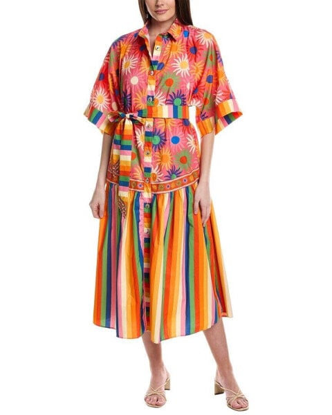 Farm Rio Graphic Macaws Mixed Midi Dress Women's Orange Xxs