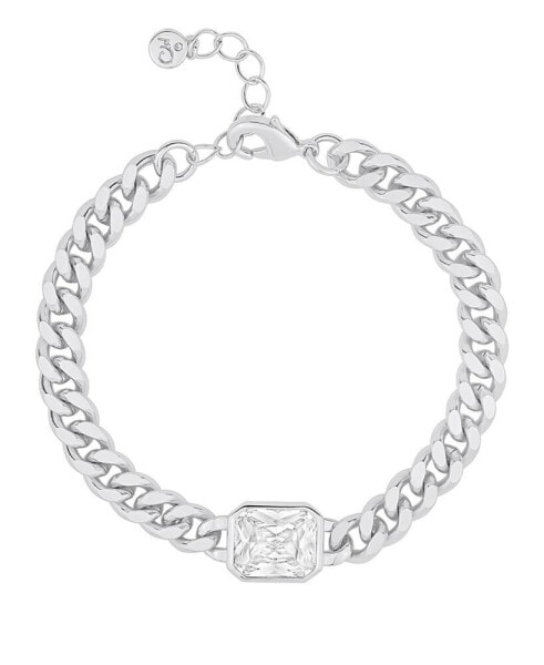 Cubic Zirconia Emerald Cut Chain Bracelet