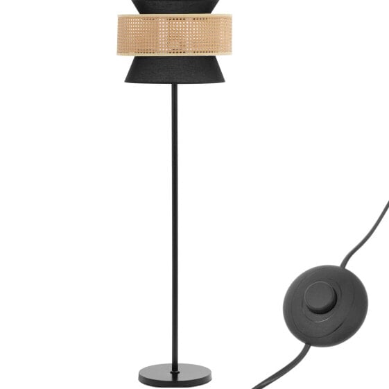 Лампа напольная стоячая с ротанговым плафоном E27 153 см, бело-черный Uniprodo