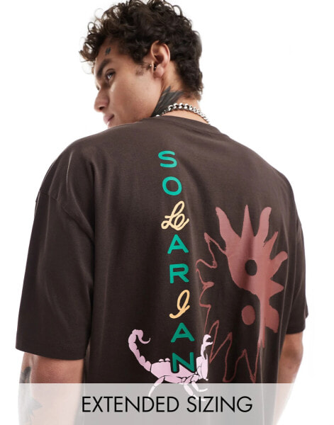 ASOS DESIGN oversized t-shirt in brown with back print