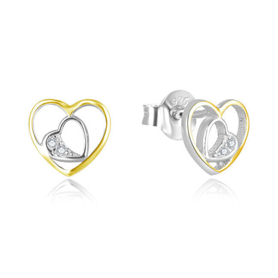Romantic bicolor heart earrings AGUP2688-RHG