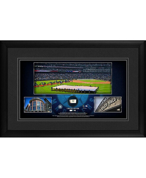 Seattle Mariners Framed 10" x 18" Stadium Panoramic Collage with a Piece of Game-Used Baseball - Limited Edition of 500