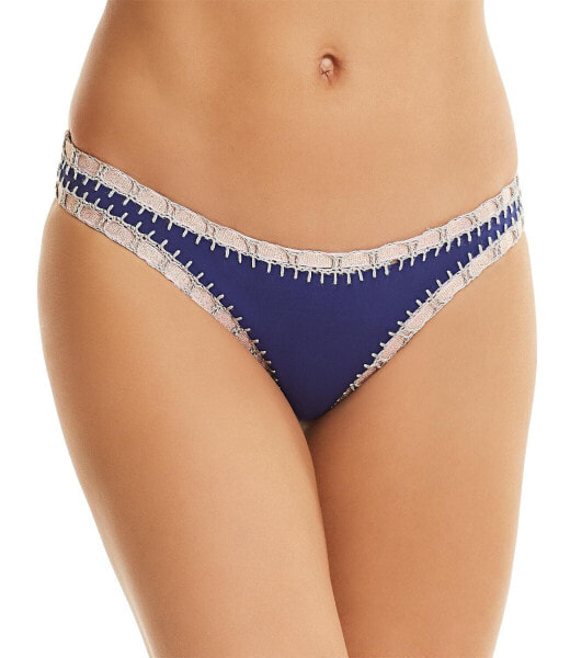 Platinum 285144 Women Crochet Trim Scoop Bikini Bottom Size Small