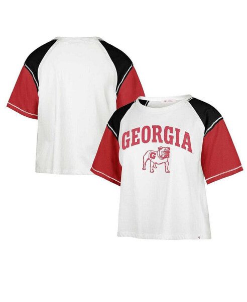 Women's White Distressed Georgia Bulldogs Serenity Gia Cropped T-shirt