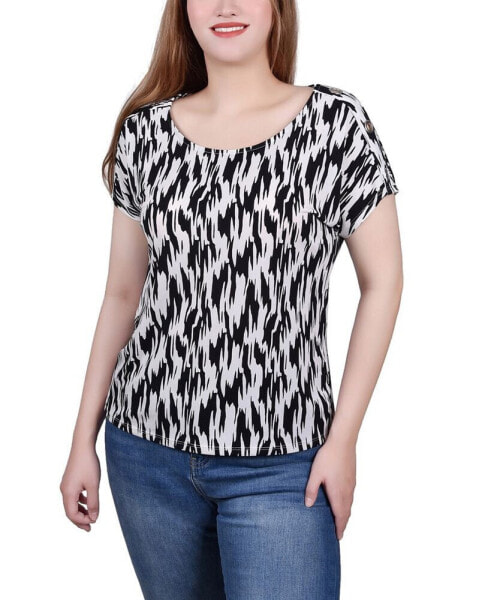 Petite Short Sleeve Extended Sleeve Tunic Top