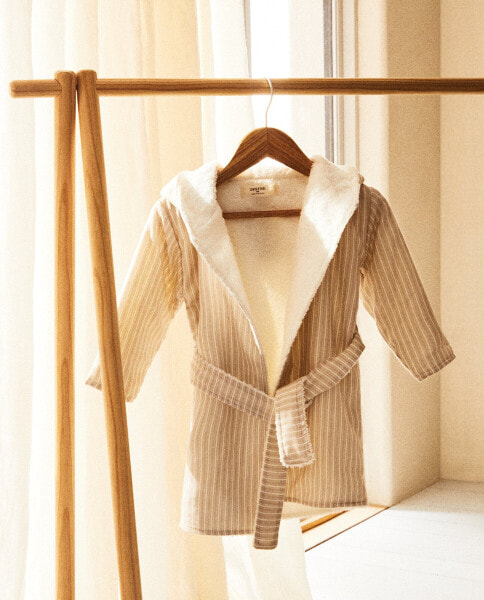 Children's striped muslin bathrobe