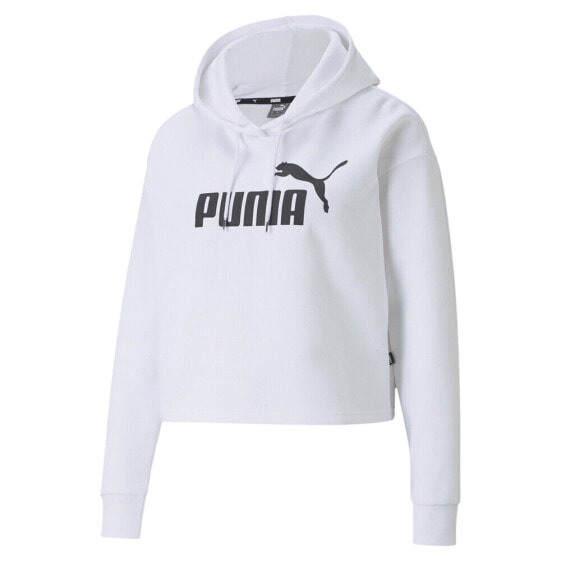 Puma Ess Cropped Logo Pullover Hoodie Womens White Casual Outerwear 58686902