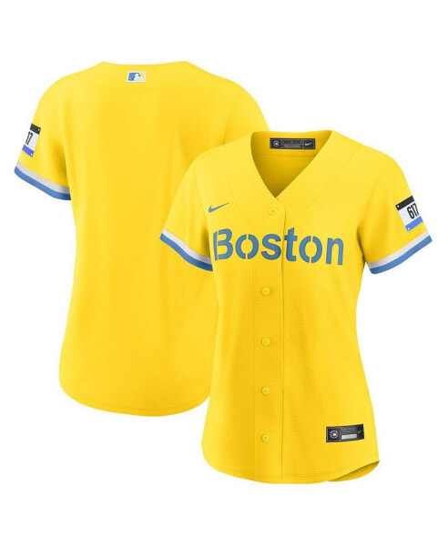 Women's Gold, Light Blue Boston Red Sox City Connect Replica Jersey