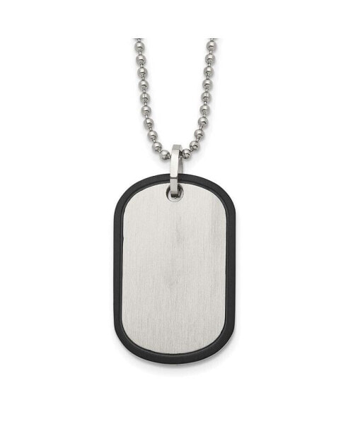 Chisel brushed Black IP-plated Edge Dog Tag on a Ball Chain Necklace