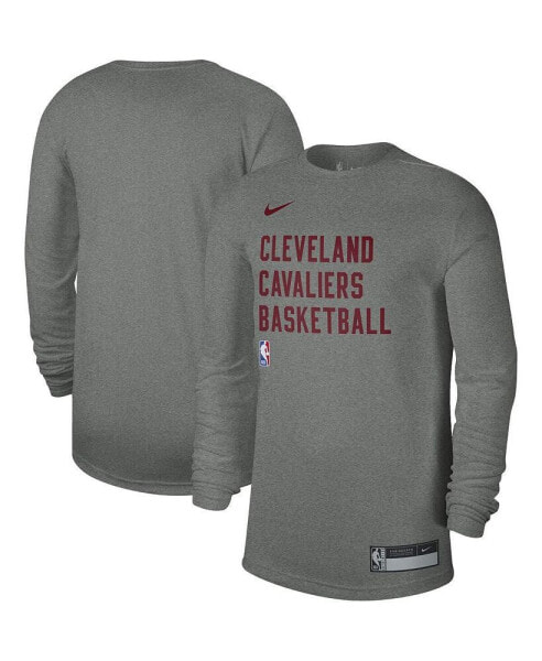 Men's and Women's Heather Gray Cleveland Cavaliers 2023/24 Legend On-Court Practice Long Sleeve T-shirt