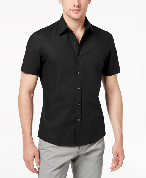 Men's Solid Stretch Button-Front Shirt