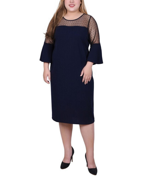 Plus Size Illusion Neck Scuba Dress