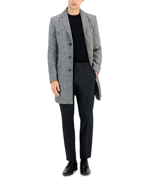 Men's Slim-Fit Migor Charcoal Overcoat