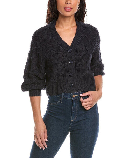 Anna Kay Balloon Sleeve Bow Wool-Blend Cardigan Women's Black L