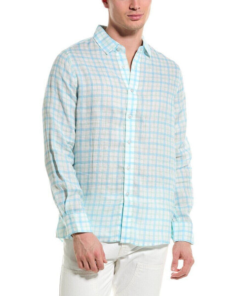 Raffi Two Color Plaid Printed Linen Shirt Men's