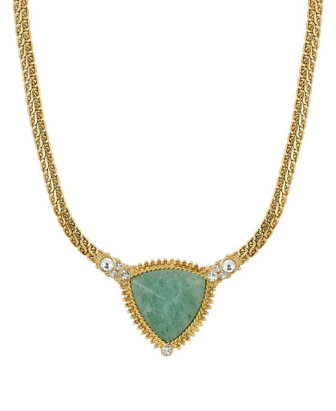 2028 gold-Tone Semi Precious Triangle Stone Necklace