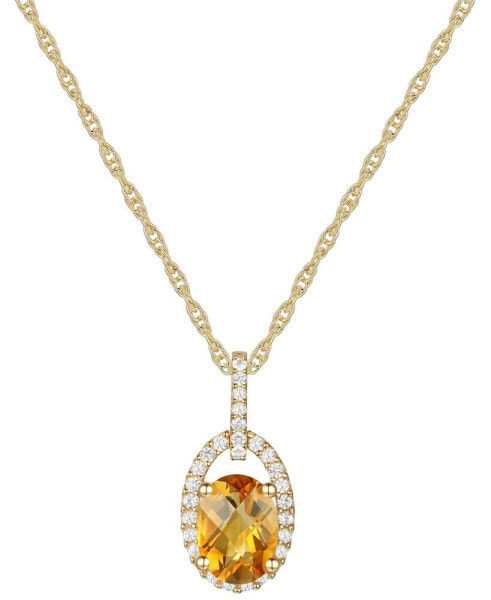 Amethyst (1-1/6 ct. t.w.) & Diamond (1/8 ct. t.w.) Halo 18" Pendant Necklace in 14k Gold (Also in Citrine)