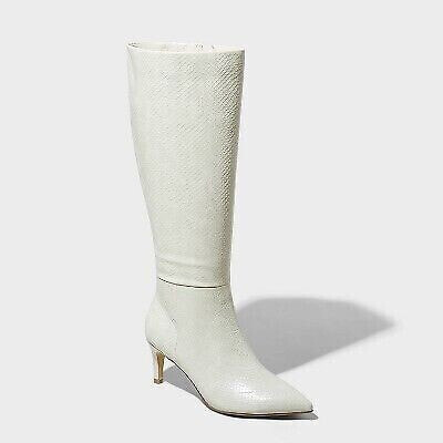 Women's Tay Tall Dress Boots - A New Day Off-White 5.5