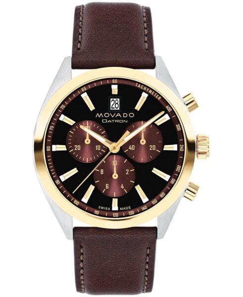 Men's Datron Swiss Quartz Chrono Brown Leather Watch 40mm
