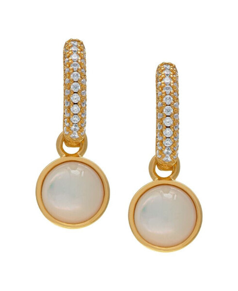 Mother of Pearl and Cubic Zirconia Round Drop Earrings