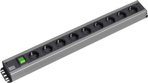 Bachmann 300.004 - 2 m - Black - Grey - 9 AC outlet(s) - 74 mm - 617 mm - 45 mm