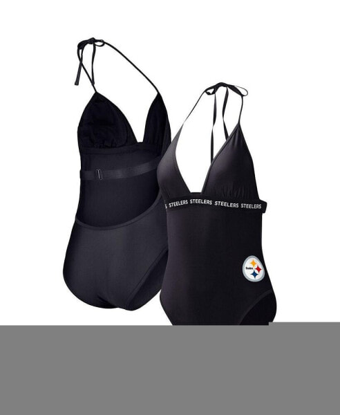 Women's Black Pittsburgh Steelers Full Count One-Piece Swimsuit