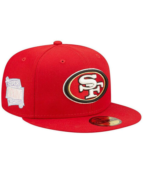 Men's Scarlet San Francisco 49ers Super Bowl XXIV Pop Sweat 59FIFTY Fitted Hat