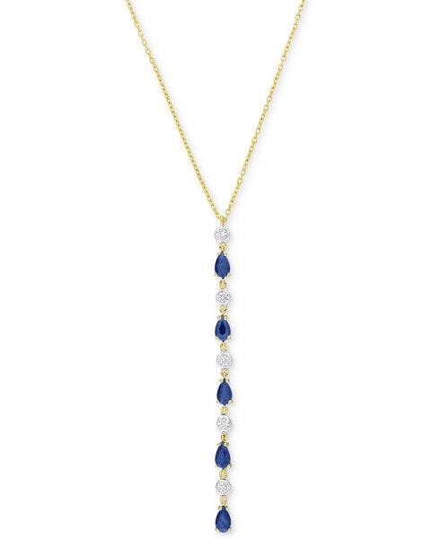 Sapphire (1-1/4 ct. t.w.) & Diamond (1/4 ct. t.w.) Lariat Necklace in 14k Gold, 16-1/2" + 1" extender