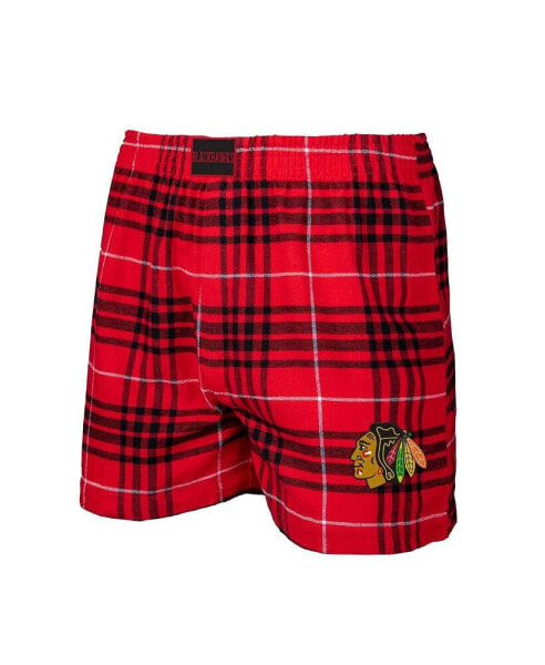 Men's Red, Black Chicago Blackhawks Concord Flannel Boxers