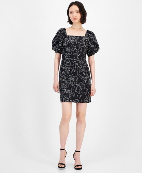 Women's Floral-Embroidered Shift Dress