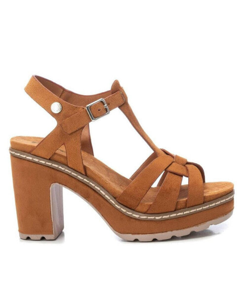 Women's Suede Heeled Platform Sandals By